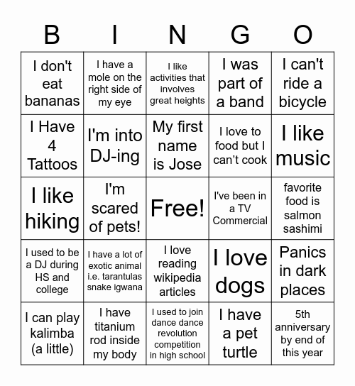 ARQ Christmas 2021 Bingo Card