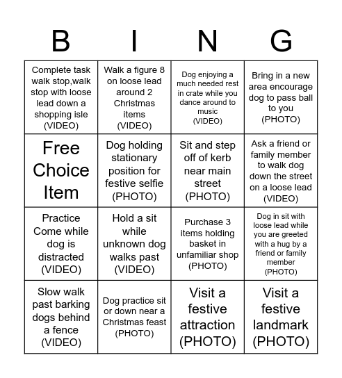 Christmas Dog Bingo Card