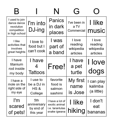 ARQ Christmas 2021 Bingo Card