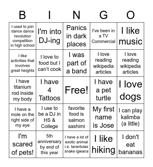 ARQ Christmas 2021 Bingo Card