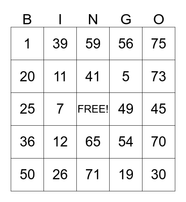 CHRISTMAS BINGO Card