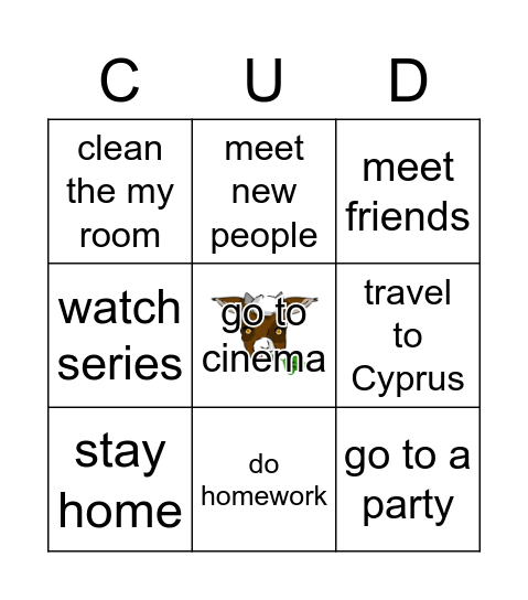 CUD-ZOO Bingo Card