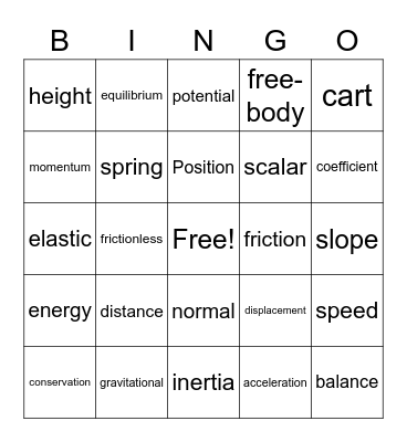 Physics Bingo Card