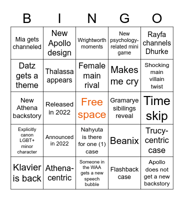 AA7 Bingo Card