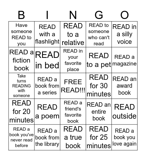 AH Jr. Seahawks Summer Reading Challenge Bingo Card