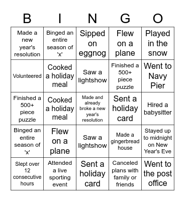 Welcome Back Bingo! Bingo Card