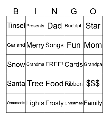 CHRISTMAS BINGO Card