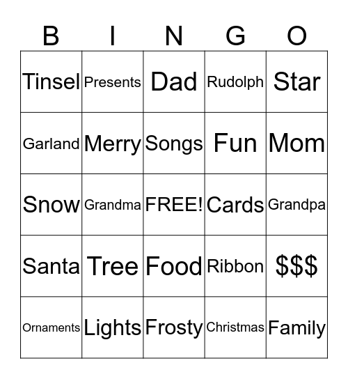 CHRISTMAS BINGO Card