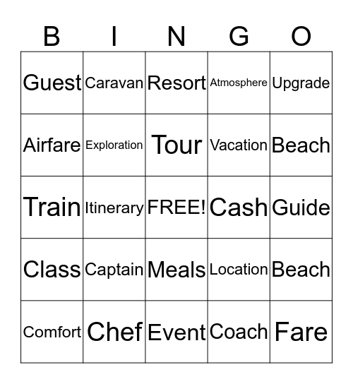 Travel Bingo Card