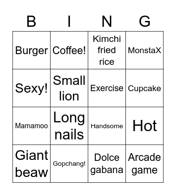 Shownu board Bingo Card