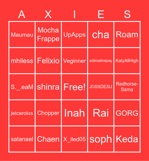 AXIELOTL CHRISTMAS PARTY Bingo Card