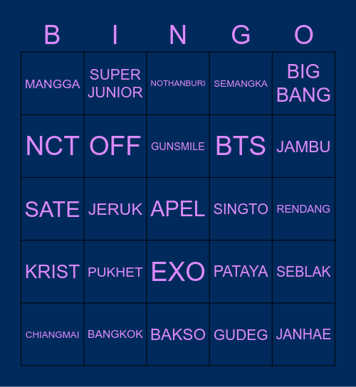 PUNYA HIU Bingo Card