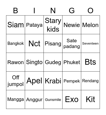 Nso Bingo Card