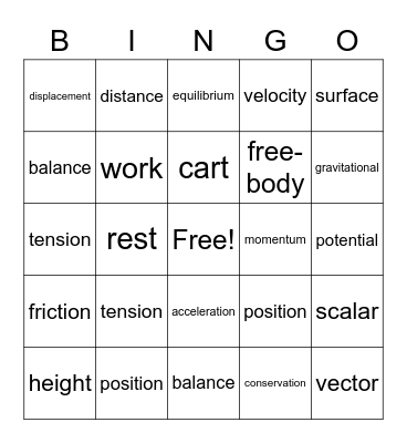 Physics Bingo Card