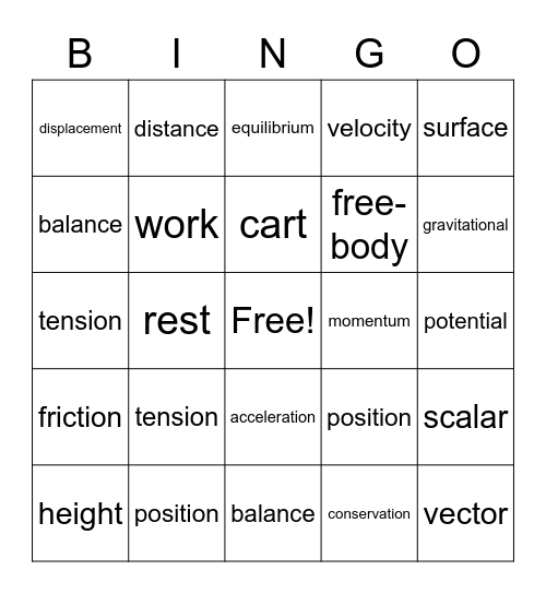 Physics Bingo Card