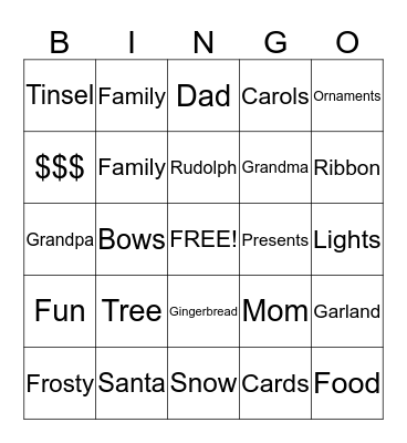 CHRISTMAS BINGO Card