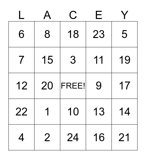 Bridal Shower Bingo Card