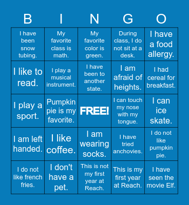 Get to Know You BINGO Card