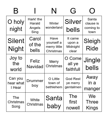 Classic Christmas bingo Card