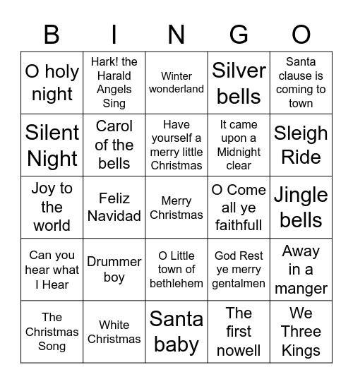 Classic Christmas bingo Card