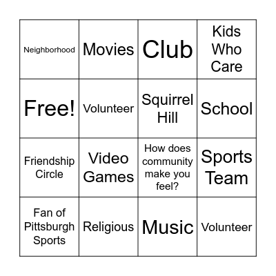 Community Bingo Card