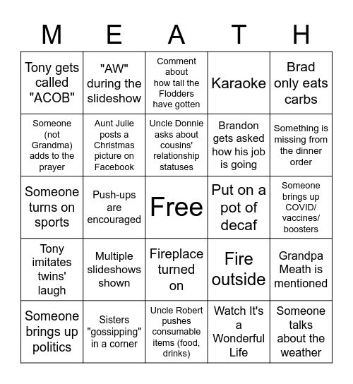 Christmas 2021 Bingo Card