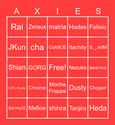 CHRISTMAS PARTY AXIELOTL Bingo Card