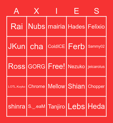 AXIELOTL CHRISTMAS PARTY Bingo Card