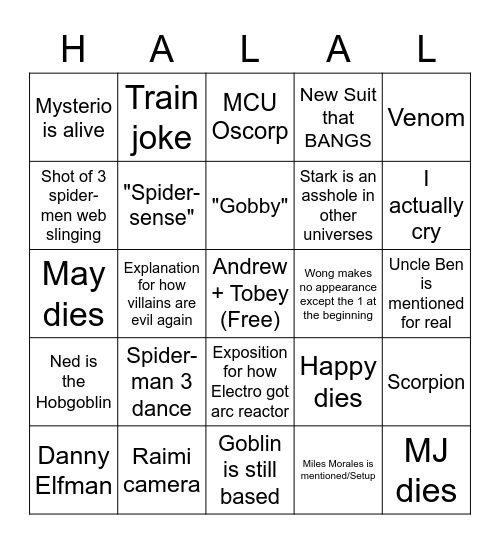 NWH BINGO Card