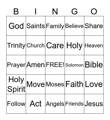 G-Force Bingo Game Bingo Card