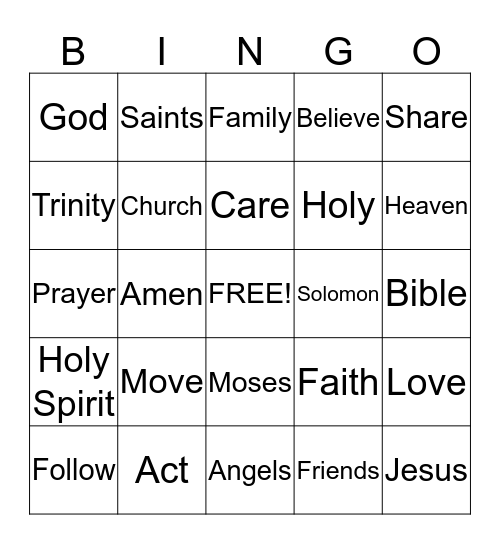 G-Force Bingo Game Bingo Card