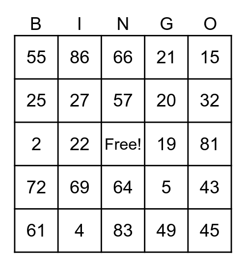 Bingo Card of Selva! Bingo Card