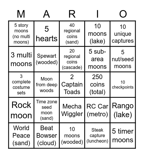 SMO Bingo Card