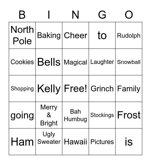 Holiday Bingo Card