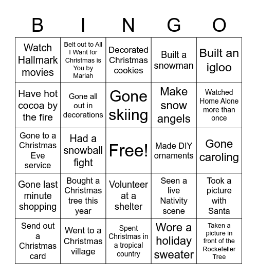 Christmas Bingo! Bingo Card