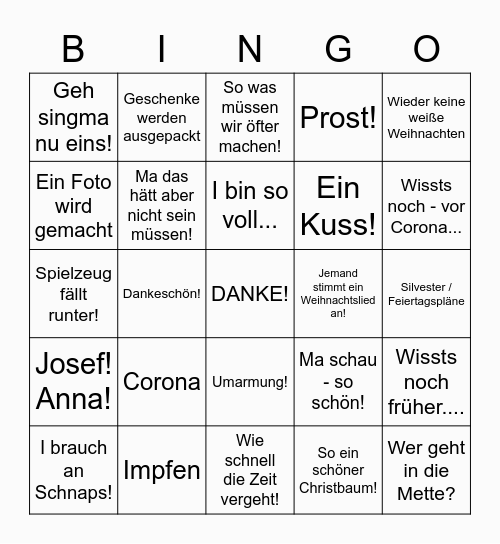 Weihnachtsbingo Card