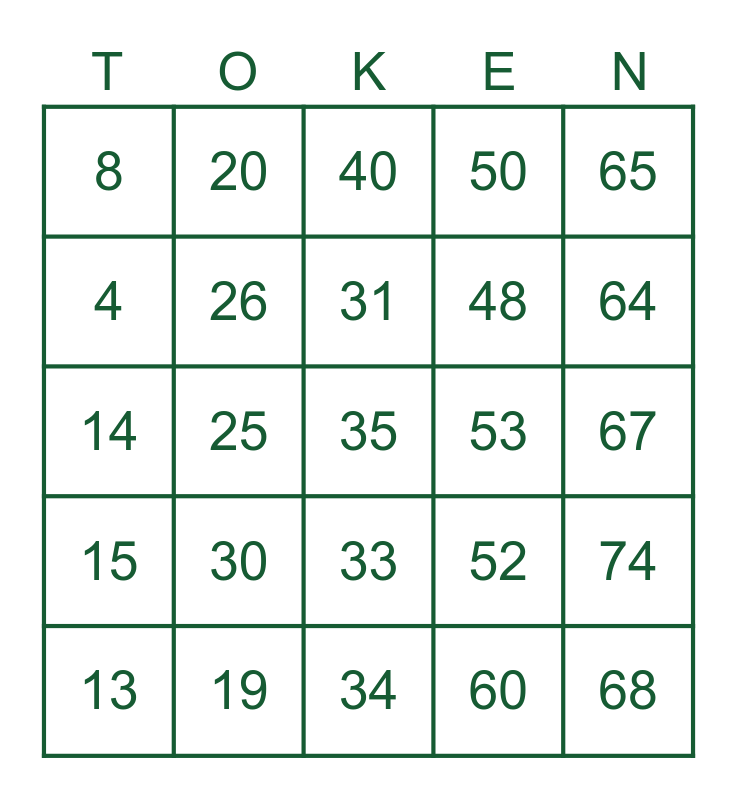 Bingo Natalino Tokenlab 2021 - Cartela 2 Bingo Card