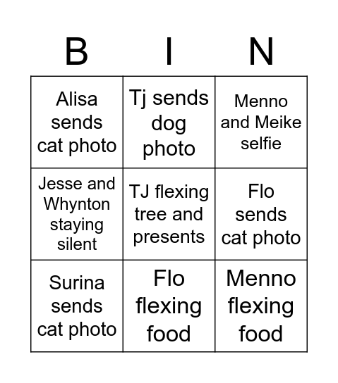 Froomz kersemus bingo Card