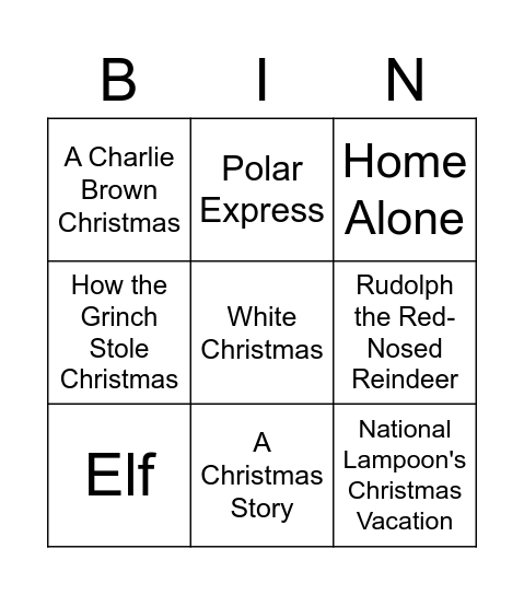 Christmas Movie Soundtrack Bingo Card