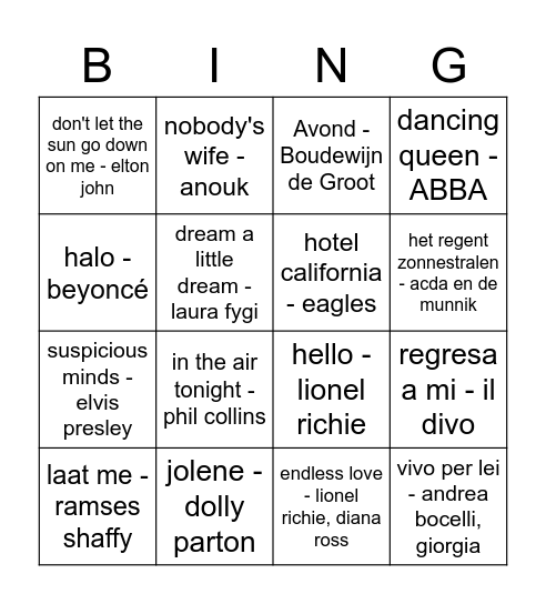Kerstbingo Card