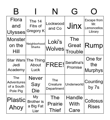 AWARD BOOK BINGO Card