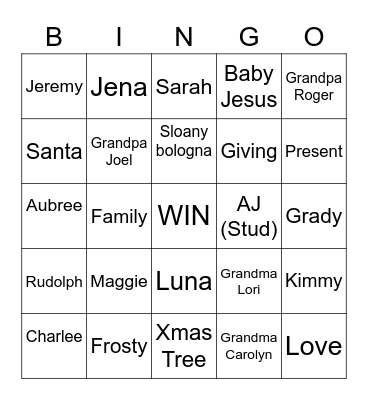 Christmas Bingo Card