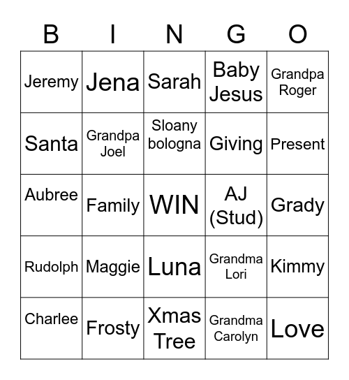 Christmas Bingo Card