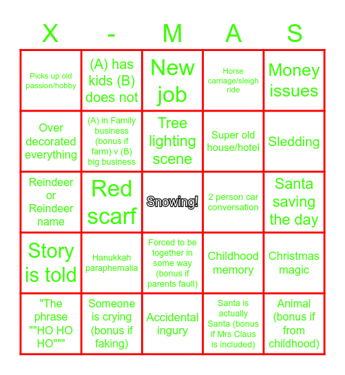 Cheesy Christmas Bingo Card