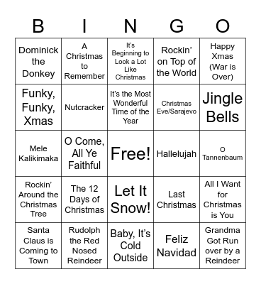 Christmas Singo Bingo Card
