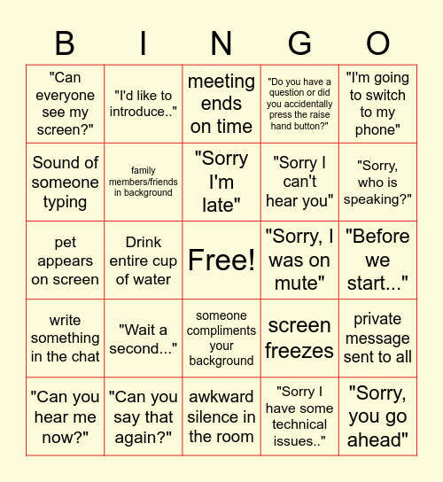 What is going on? Bingo Card