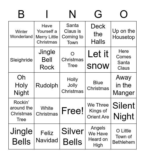 Christmas Eve Singo Bingo Card