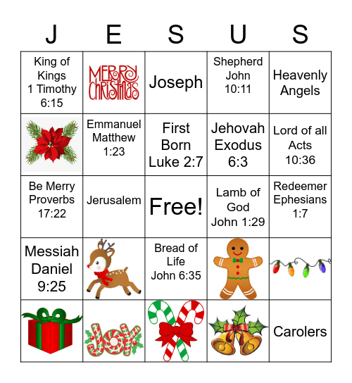 Jesus Bingo Card