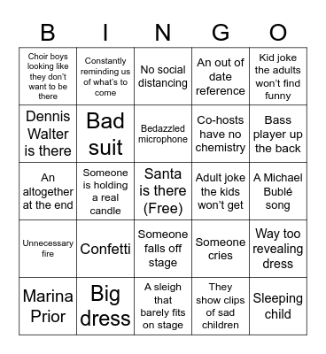 Carols by Candlelight Bingo Card