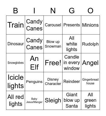 Christmas Lights Bingo Card